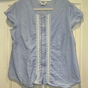 Blue & Lace Swiss-Dot Top